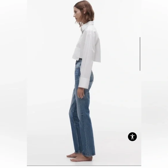 Zara HIGH RISE MOM JEANS DARK BLUE SZ US6 - Picture 5 of 12